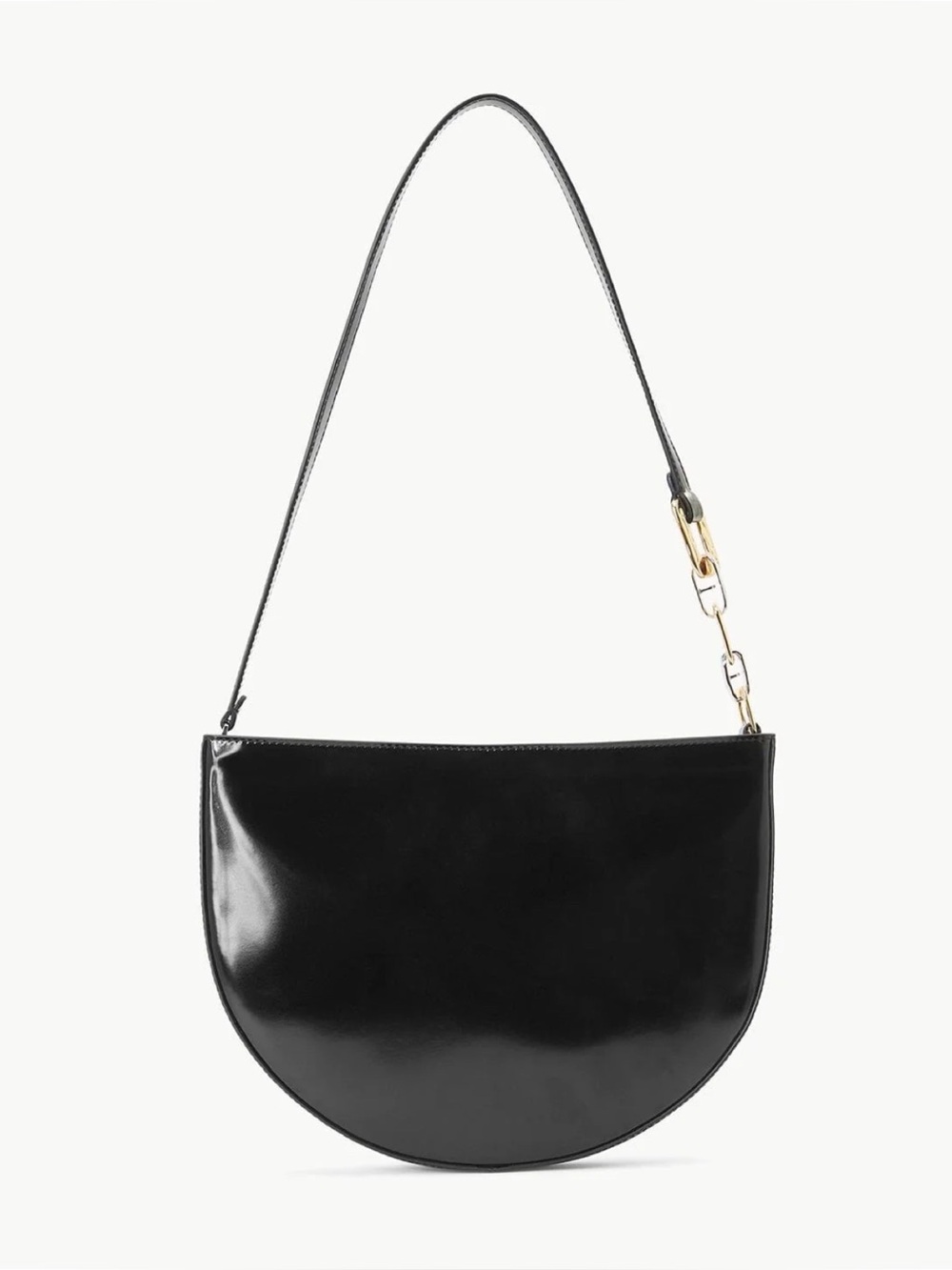 New w/ Tags Staud Black Polished Leather Shoulder Bag